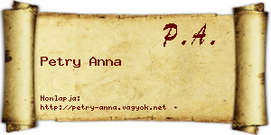 Petry Anna névjegykártya